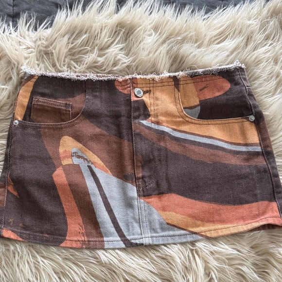 PrettyLittleThing Dresses & Skirts - PrettyLittleThing Brown and Orange Mini Skirt